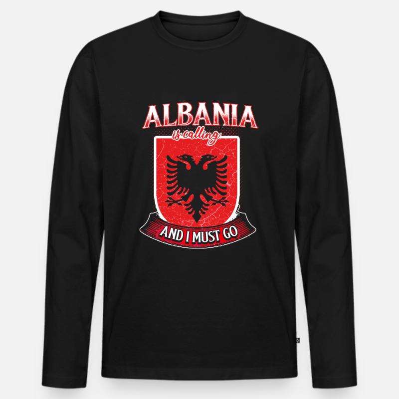 Albanien - Männer Premium Bio Langarmshirt - Schwarz