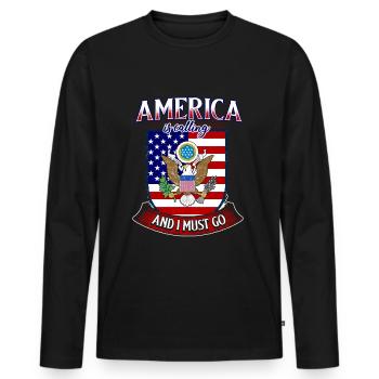 America Fan - Men's Premium Organic Long Sleeve Shirt - black - Front - Nico (187cm)