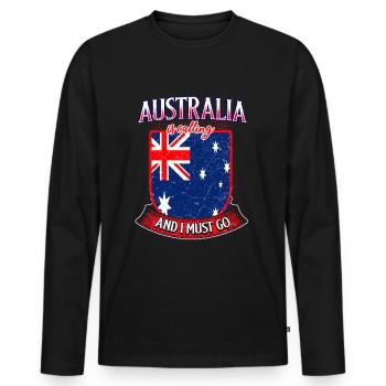 Australia Fan - Men's Premium Organic Long Sleeve Shirt - black - Front - Nico (187cm)
