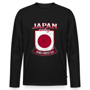Japan Fan - Men's Premium Organic Long Sleeve Shirt - black - Front - Nico (187cm)