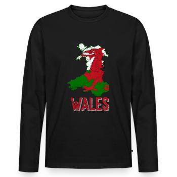 Wales - Männer Premium Bio Langarmshirt - Schwarz - Vorne - Nico (187cm)