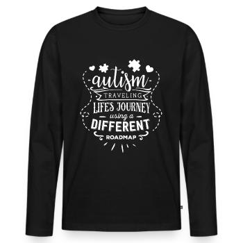 Autism Travel Life Using A Different Roadmap - Men's Premium Organic Long Sleeve Shirt - black - Front - Nico (187cm)