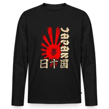 Japan - Men's Premium Organic Long Sleeve Shirt - black - Front - Nico (187cm)
