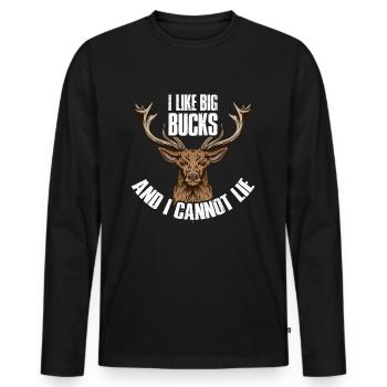 Chasseur Chasse Chasse Cadeau Drôle - T-shirt manches longues Premium bio Homme - noir - Devant - Nico (187cm)