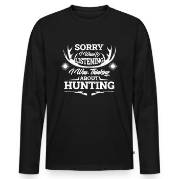 Chasseur Chasse Chasse Cadeau Drôle - T-shirt manches longues Premium bio Homme - noir - Devant - Nico (187cm)