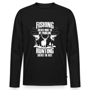 Chasseur Chasse Chasse Cadeau Drôle - T-shirt manches longues Premium bio Homme - noir - Devant - Nico (187cm)