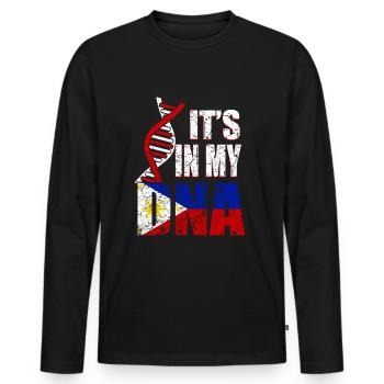 Philippinische DNA - Männer Premium Bio Langarmshirt - Schwarz - Vorne - Nico (187cm)