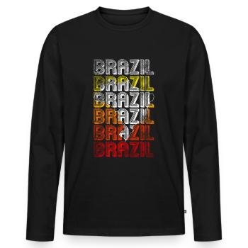 Brésil - T-shirt manches longues Premium bio Homme - noir - Devant - Nico (187cm)