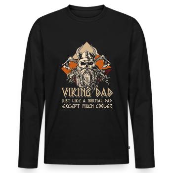 Viking Dad Odin Norsemen Wotan's father - Men's Premium Organic Long Sleeve Shirt - black - Front - Nico (187cm)