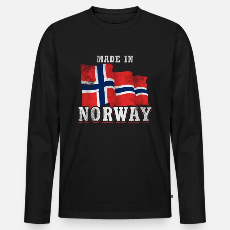 Made in Norwegen - Männer Premium Bio Langarmshirt - Schwarz