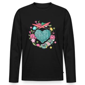 Häkeln Stricken Garn Strickerin Näherin - Männer Premium Bio Langarmshirt - Schwarz - Vorne - Nico (187cm)