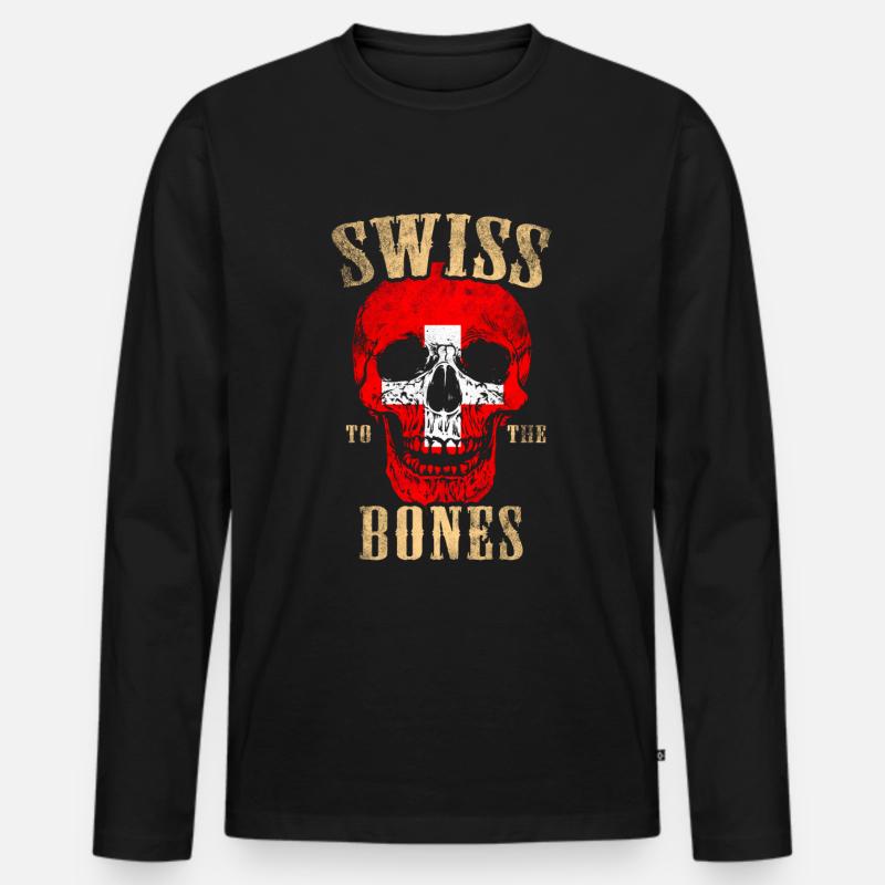 Schweizer bis auf die Knochen - Männer Premium Bio Langarmshirt - Schwarz