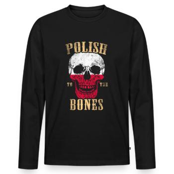 Polnisch bis auf die Knochen - Männer Premium Bio Langarmshirt - Schwarz - Vorne - Nico (187cm)