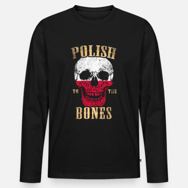 Polnisch bis auf die Knochen - Männer Premium Bio Langarmshirt - Schwarz