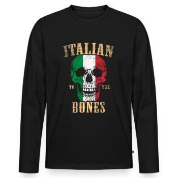 Italiener bis auf die Knochen - Männer Premium Bio Langarmshirt - Schwarz - Vorne - Nico (187cm)