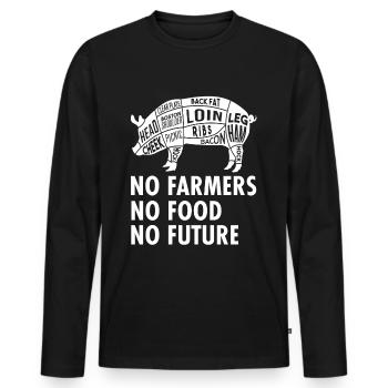 No Farmers No Food No Future - Bauer - Männer Premium Bio Langarmshirt - Schwarz - Vorne - Nico (187cm)