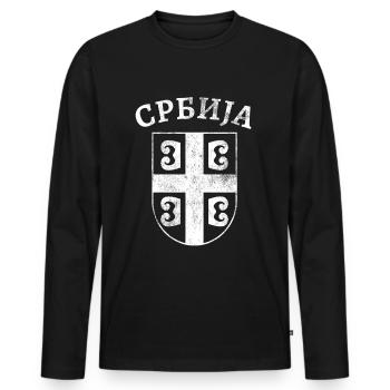 Serbia Cyrillic - Men's Premium Organic Long Sleeve Shirt - black - Front - Nico (187cm)