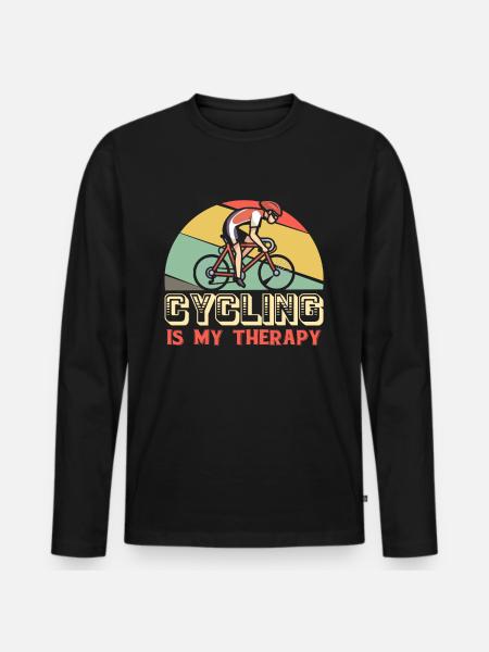 Cycling Is My Therapy - Radfahrer Radeln - Männer Premium Bio Langarmshirt - Schwarz