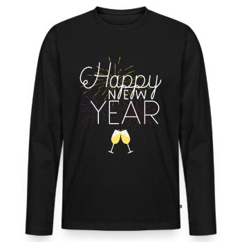 Happy New Year Celebration - Männer Premium Bio Langarmshirt - Schwarz - Vorne - Nico (187cm)