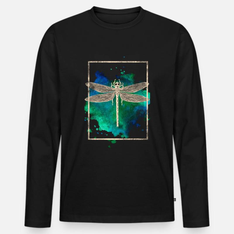 Libelle - Männer Premium Bio Langarmshirt - Schwarz
