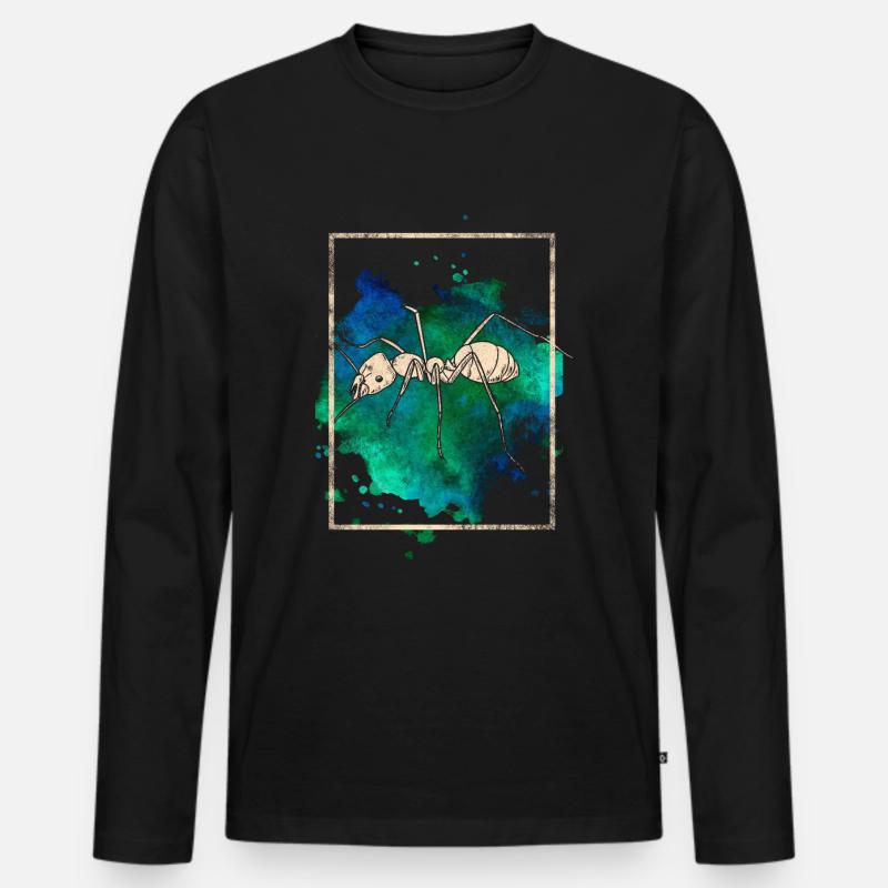 Ameise - Männer Premium Bio Langarmshirt - Schwarz