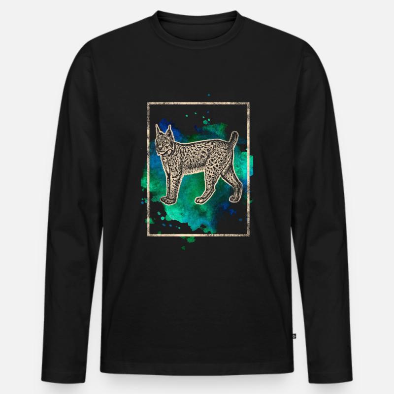 Luchs - Männer Premium Bio Langarmshirt - Schwarz