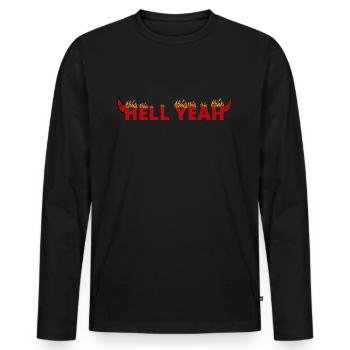 Hell Yeah Flames in Hell With Devil Horns - Männer Premium Bio Langarmshirt - Schwarz - Vorne - Nico (187cm)