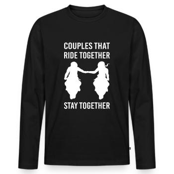 Bikercouple Love Super sportsman pair motorcycle - Men's Premium Organic Long Sleeve Shirt - black - Front - Nico (187cm)