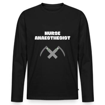 Krankenschwester Narkose Krankenhaus Anästhesie - Männer Premium Bio Langarmshirt - Schwarz - Vorne - Nico (187cm)