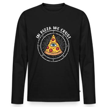 In Pizza We Crust - Männer Premium Bio Langarmshirt - Schwarz - Vorne - Nico (187cm)
