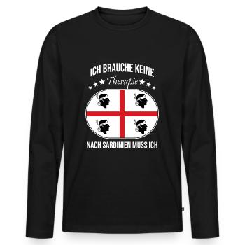 Sardinien Urlaub Keine Therapie - Männer Premium Bio Langarmshirt - Schwarz - Vorne - Nico (187cm)