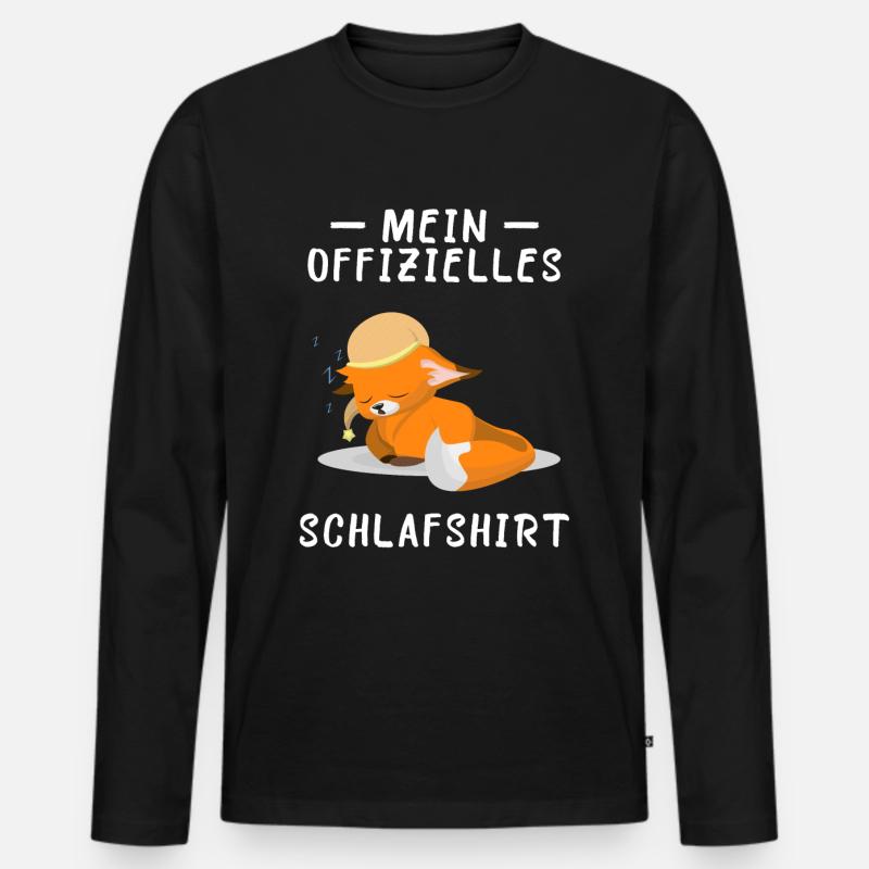 Fuchs Schlafshirt Pyjama - Männer Premium Bio Langarmshirt - Schwarz