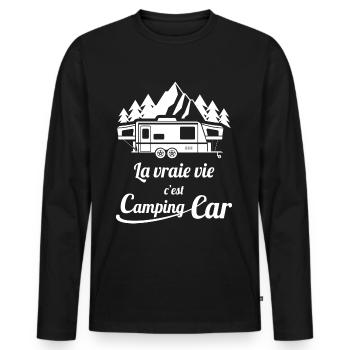 Camping-car camping car - T-shirt manches longues Premium bio Homme - noir - Devant - Nico (187cm)
