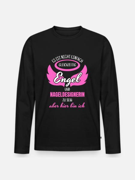 Nageldesignerin Engel - Männer Premium Bio Langarmshirt - Schwarz