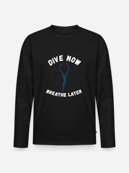 Freediving Apnoetauchen für Freitaucher - Männer Premium Bio Langarmshirt - Schwarz