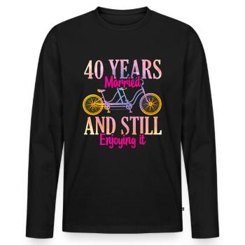 40th wedding anniversary - Men's Premium Organic Long Sleeve Shirt - black - Front - Nico (187cm)