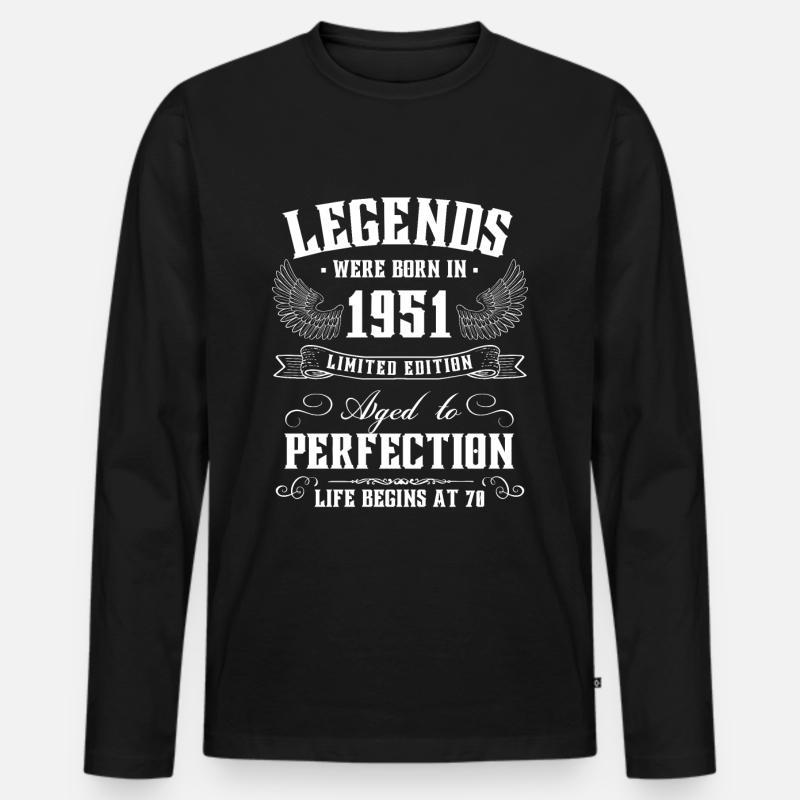 70. Geburtstag 70 Jahre 1951 Geschenk - Männer Premium Bio Langarmshirt - Schwarz