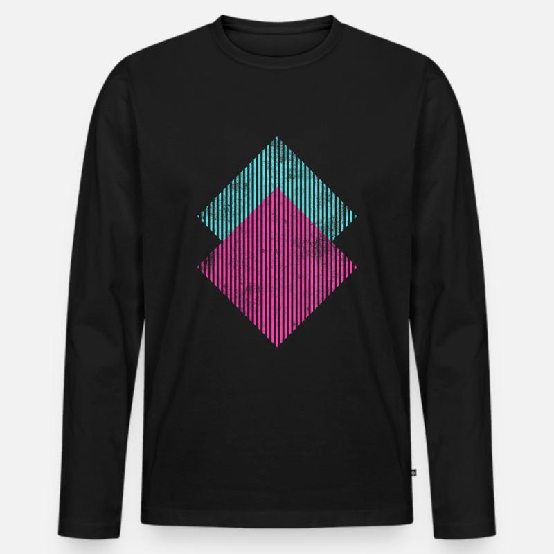 Bunte Retro Formen - Männer Premium Bio Langarmshirt - Schwarz