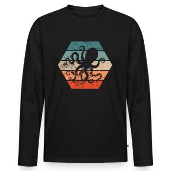 Pieuvres de calmar rétro cadeau - T-shirt manches longues Premium bio Homme - noir - Devant - Nico (187cm)