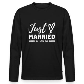 25. Hochzeitstag - Männer Premium Bio Langarmshirt - Schwarz - Vorne - Nico (187cm)