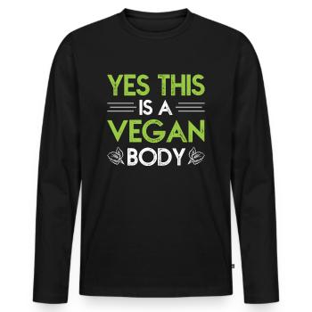veganer Körper Vegan Veganer - Männer Premium Bio Langarmshirt - Schwarz - Vorne - Nico (187cm)