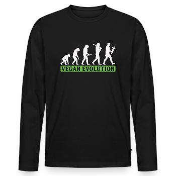 Vegan Evolution Veganer - Männer Premium Bio Langarmshirt - Schwarz - Vorne - Nico (187cm)