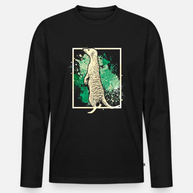 Erdmännchen - Männer Premium Bio Langarmshirt - Schwarz