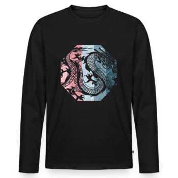 Dragon chinois - T-shirt manches longues Premium bio Homme - noir - Devant - Nico (187cm)