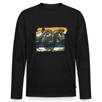 Dragon chinois - T-shirt manches longues Premium bio Homme - noir - Devant - Nico (187cm)