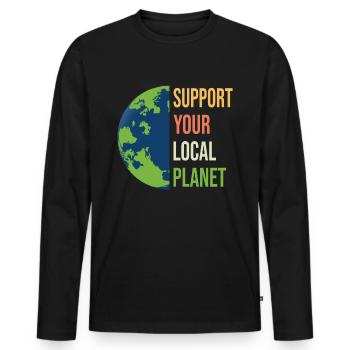 Support your local Planet Naturschutz - Männer Premium Bio Langarmshirt - Schwarz - Vorne - Nico (187cm)