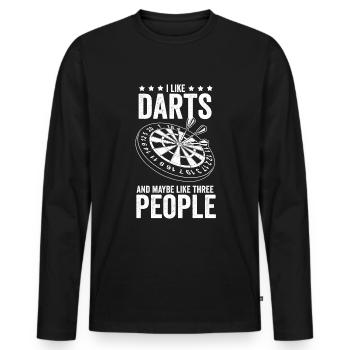 J’aime fléchettes - T-shirt manches longues Premium bio Homme - noir - Devant - Nico (187cm)