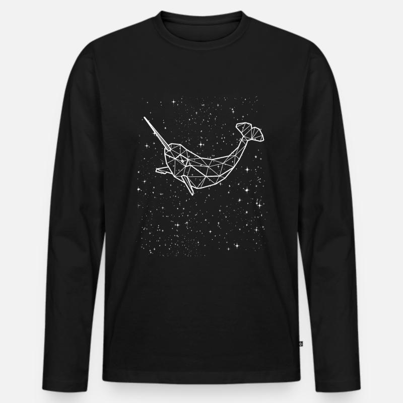 Narwal Sternzeichen - Männer Premium Bio Langarmshirt - Schwarz