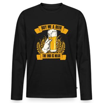 Buy Me A Beer Junggesellenabschied Geschenk - Männer Premium Bio Langarmshirt - Schwarz - Vorne - Nico (187cm)