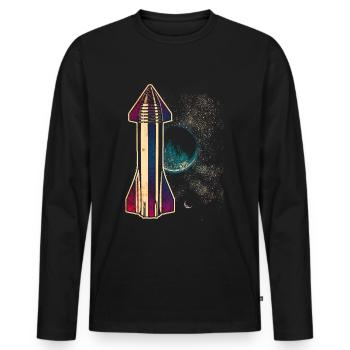 Starship Rakete Raumschiff - Männer Premium Bio Langarmshirt - Schwarz - Vorne - Nico (187cm)